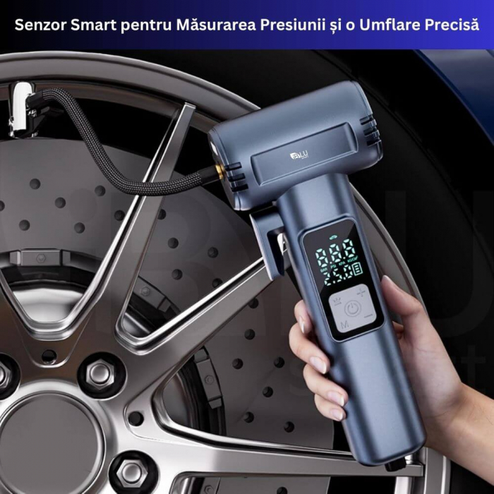 Compresor Auto 6-in-1 iBLU Smart – Wireless, 150 PSI, Powerbank, Siguranță & LED [3]