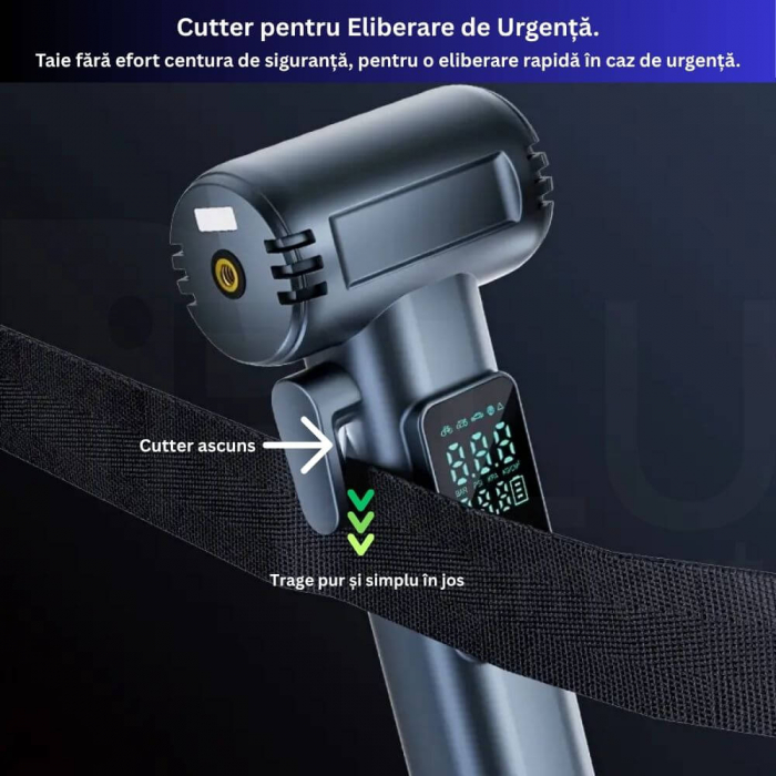 Compresor Auto 6-in-1 iBLU Smart – Wireless, 150 PSI, Powerbank, Siguranță & LED [6]