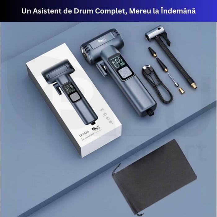 Compresor Auto 6-in-1 iBLU Smart – Wireless, 150 PSI, Powerbank, Siguranță & LED [11]