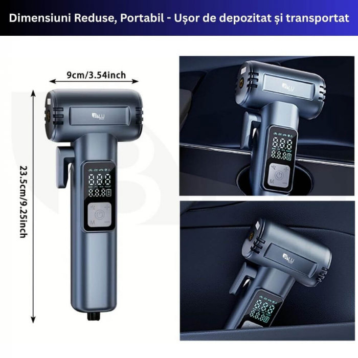 Compresor Auto 6-in-1 iBLU Smart – Wireless, 150 PSI, Powerbank, Siguranță & LED [9]