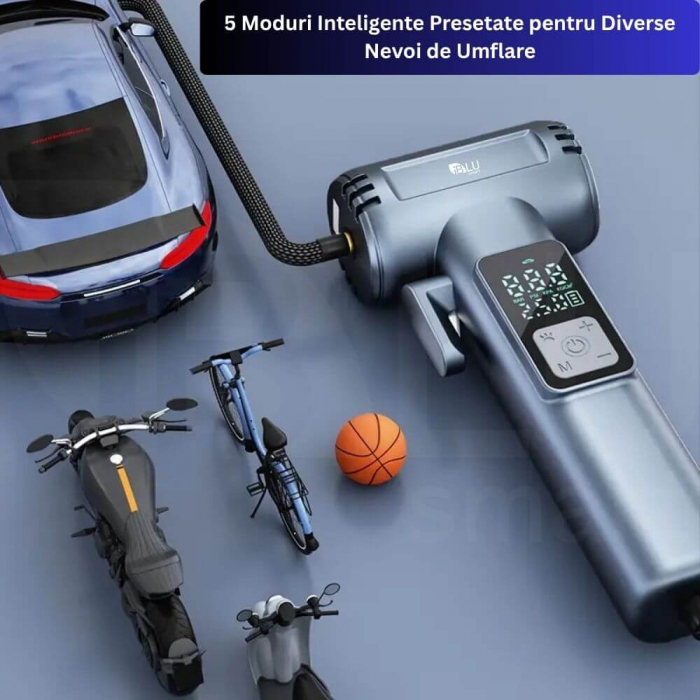 Compresor Auto 6-in-1 iBLU Smart – Wireless, 150 PSI, Powerbank, Siguranță & LED [4]