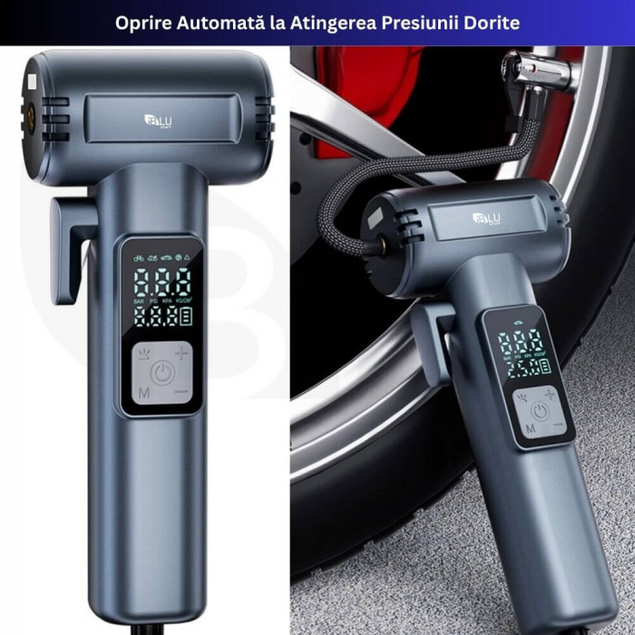 Compresor Auto 6-in-1 iBLU Smart – Wireless, 150 PSI, Powerbank, Siguranță & LED [10]