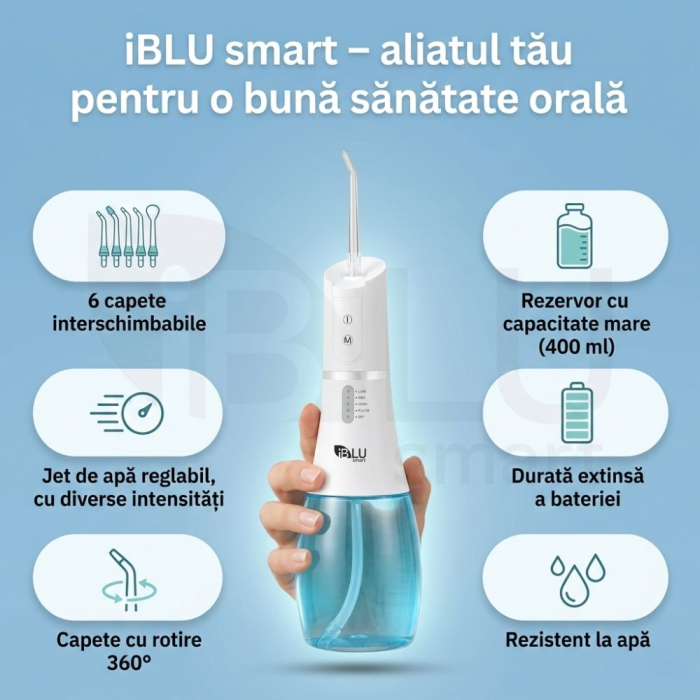Irigator Oral Profesional pentru Duș Bucal cu Rezervor Detașabil, Portabil, 6 Capete, Alb [2]