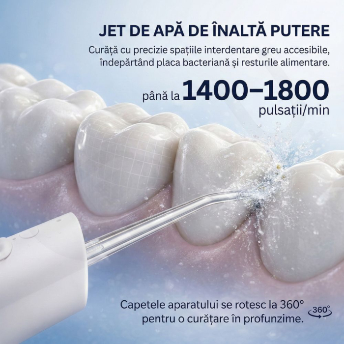 Irigator Oral Profesional pentru Duș Bucal cu Rezervor Detașabil, Portabil, 6 Capete, Alb [3]