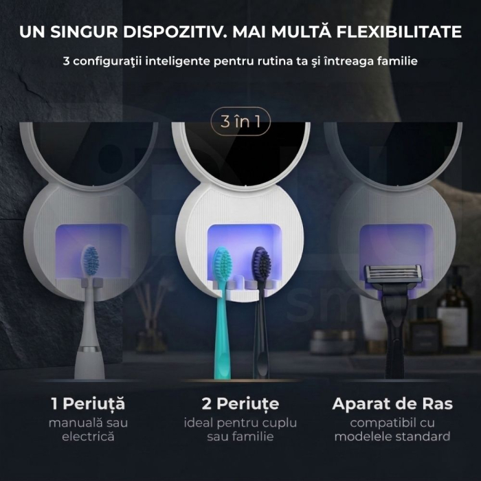 Sterilizator UV pentru o Periuță de Dinți, Senzor Deschidere-Închidere Automată, Alb [7]
