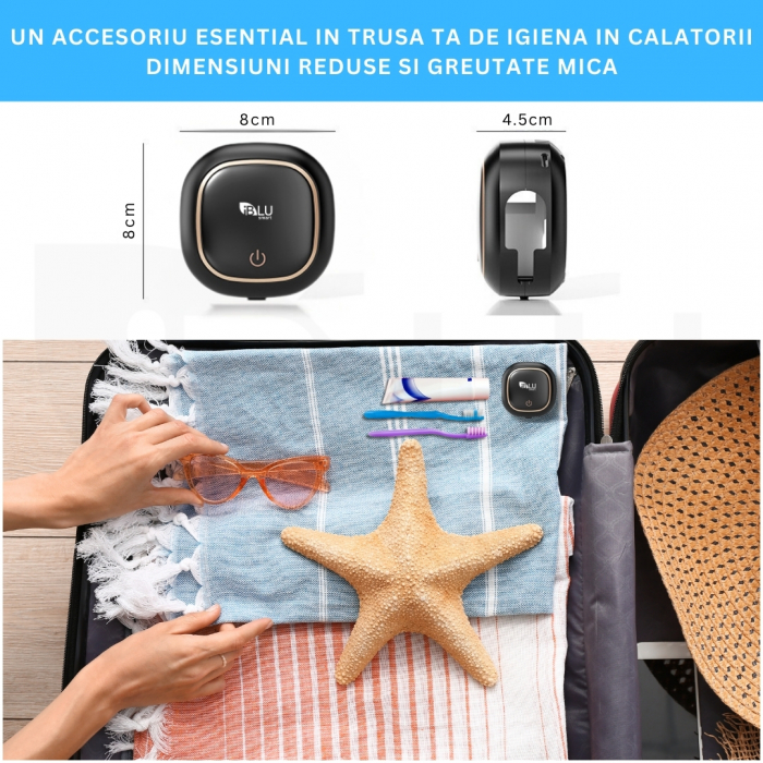 Sterilizator UV Portabil pentru 2 Periuțe de Dinți cu Funcție Uscare, Negru [7]