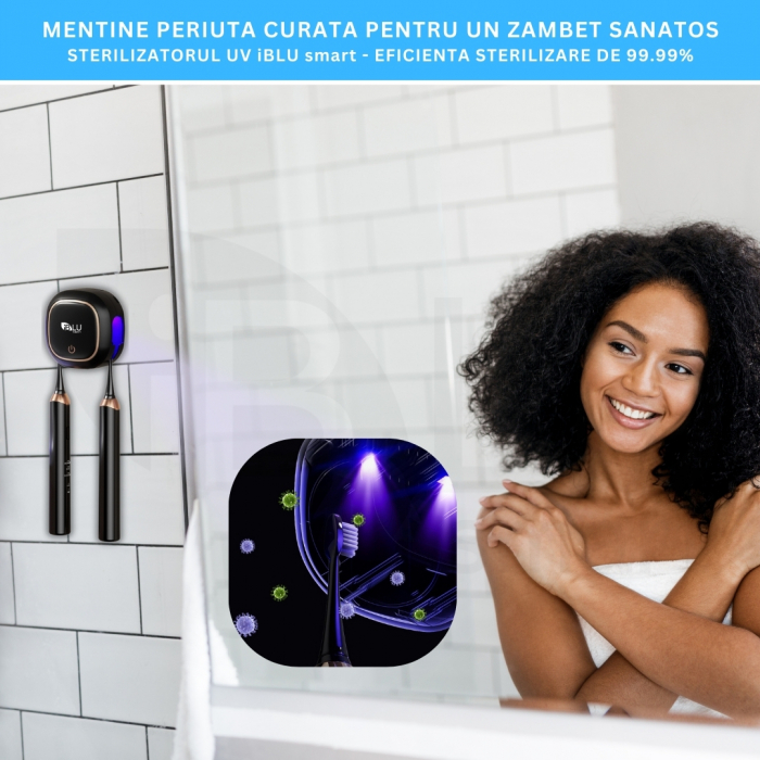 Sterilizator UV Portabil pentru 2 Periuțe de Dinți cu Funcție Uscare, Negru [2]