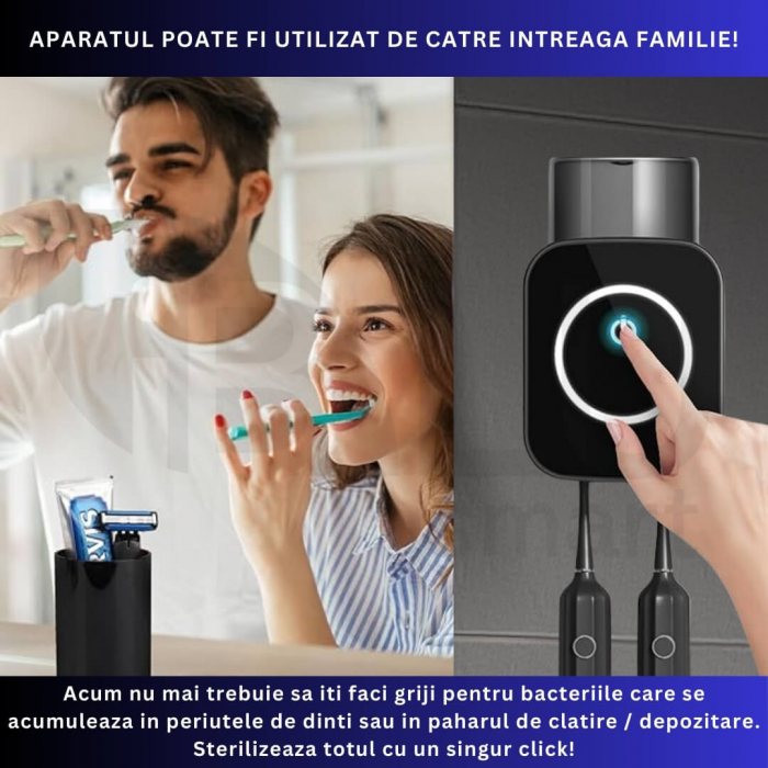 Sterilizator UV Portabil pentru 2 Periute de Dinti iBLU smart cu Pahar pentru Clatire [6]