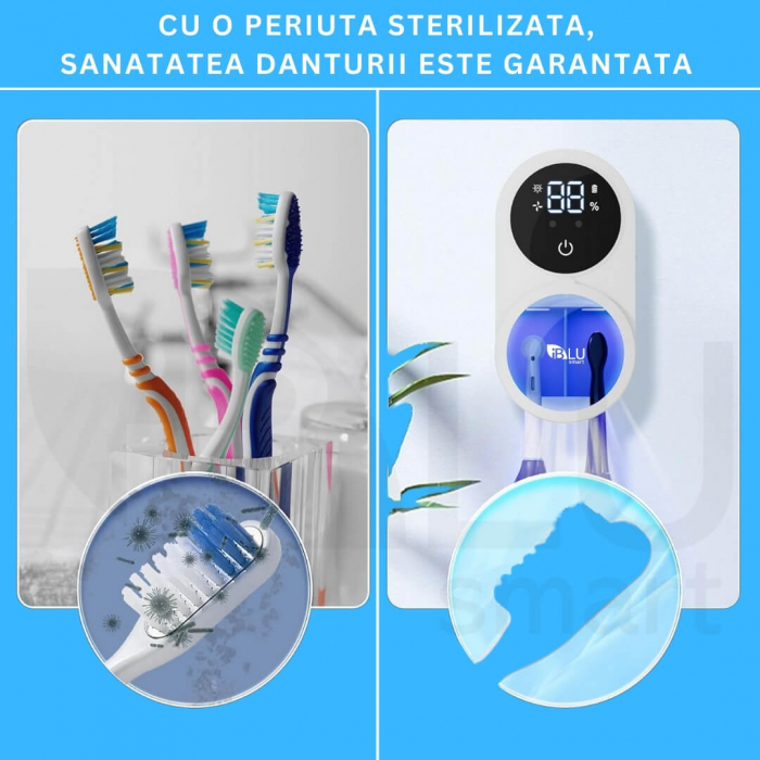 Sterilizator UV Portabil pentru 2 Periuțe de Dinți și Senzor Închidere-Deschidere Automată, Alb [5]