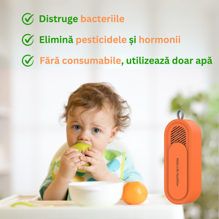 Aparat pentru Curățarea și Sterilizarea Alimentelor cu Tehnologie OH-Ion – Fără Chimicale, 100% Natural, Portocaliu [9]
