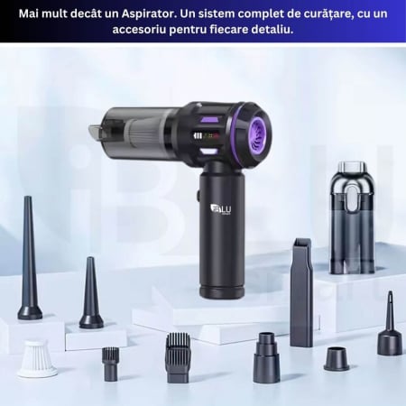 Aspirator de Mână iBLU Smart – Wireless 20.000Pa, Suflantă Aer, 8 Accesorii, USB-C [1]
