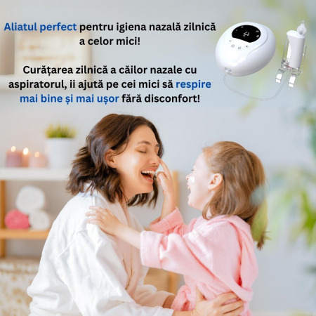 Aspirator Nazal Electric Portabil iBLU smart pentru Bebelusi, Copii sau Adulti, 3 Capete Silicon BPA-Free, 3 Niveluri Absorbtie, Alb [3]