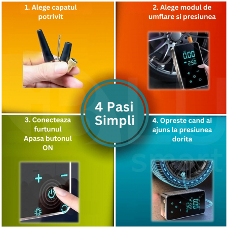 Compresor Auto Digital Portabil 6 în 1 cu Ecran LED Full-Touch, Multifuncțional [2]