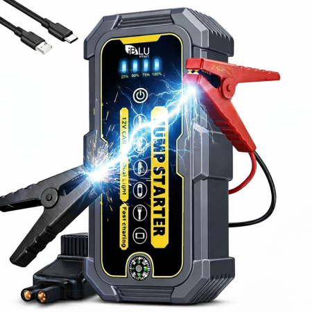 Toate Produsele - Starter Auto Portabil, 500A–1000A, 6000mAh, Power Bank, Lanternă LED, Protecție Anti-Scântei, Gri/Galben