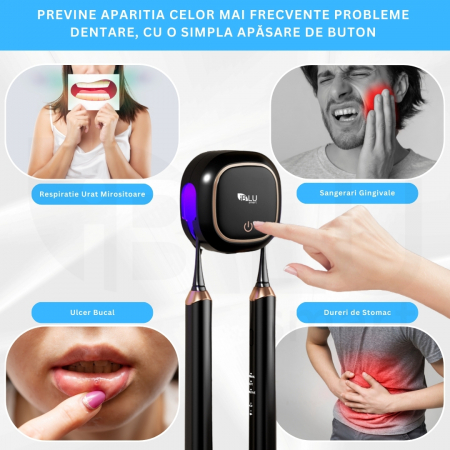 Sterilizator UV Portabil pentru 2 Periuțe de Dinți cu Funcție Uscare, Negru [3]