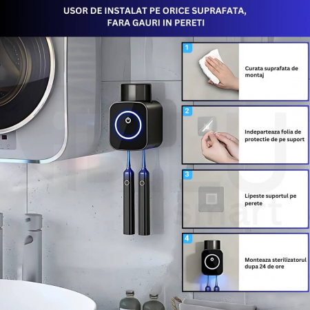 Sterilizator UV Portabil pentru 2 Periute de Dinti iBLU smart cu Pahar pentru Clatire [1]