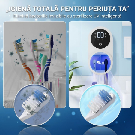 Sterilizator UV Portabil pentru 2 Periuțe de Dinți și Senzor Închidere-Deschidere Automată, Alb [1]