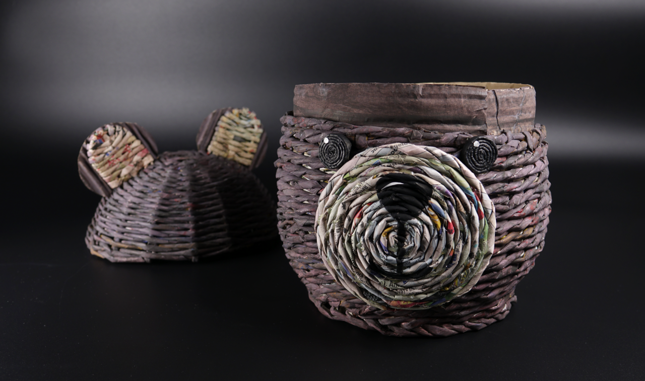 cos-decorativ-handmade-urs-hartie-reciclata [2]