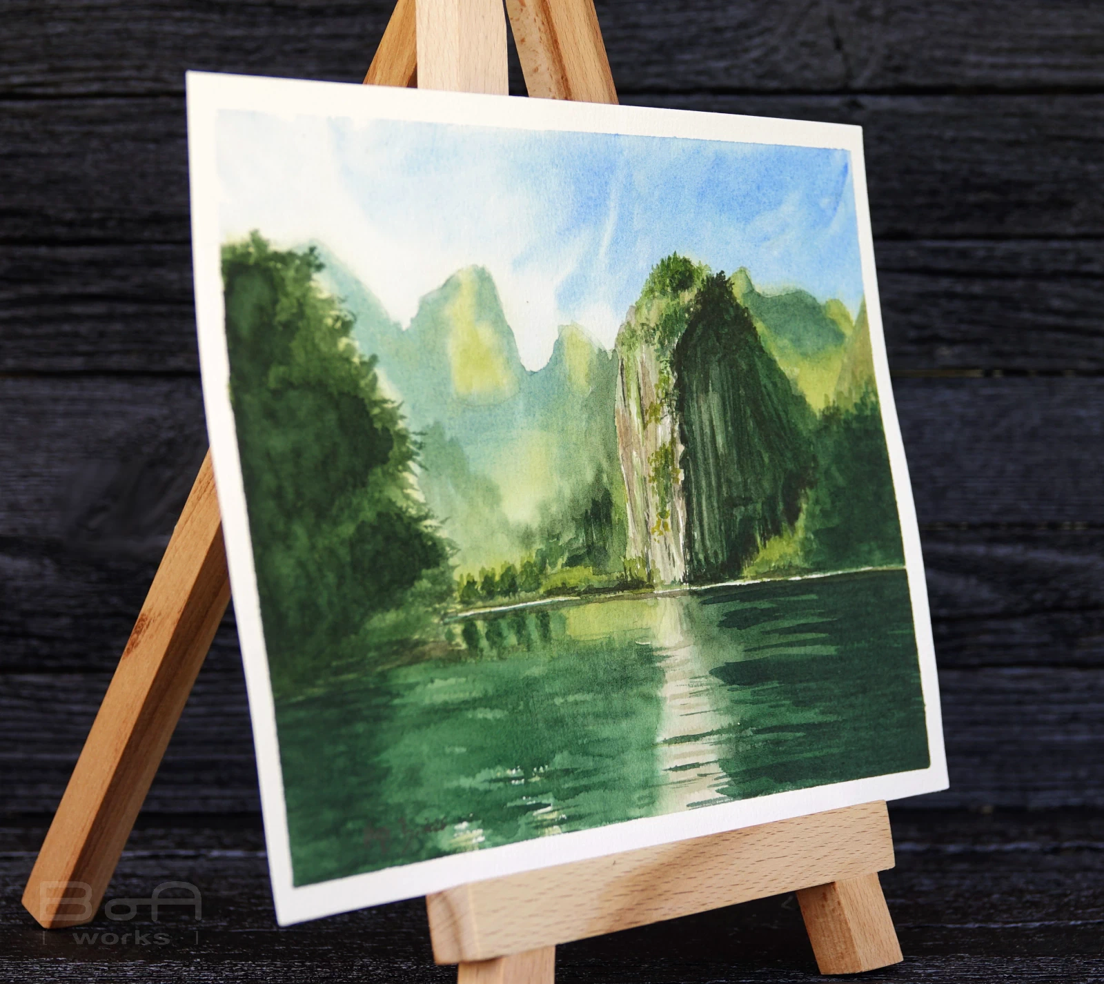 pictura-acuarela-originala-the-monolith-26x18 [2]