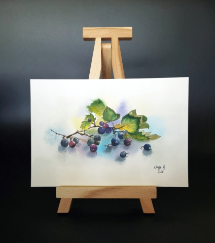 [waterworks] - pictura-acuarela-originala-berries-26x18