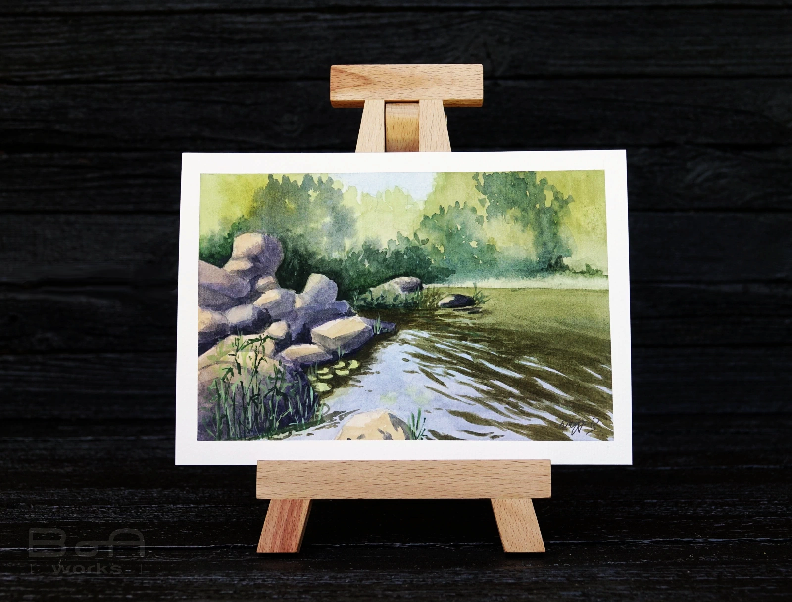 [waterworks] - pictura-acuarela-originala-flowing-stillness-21x15