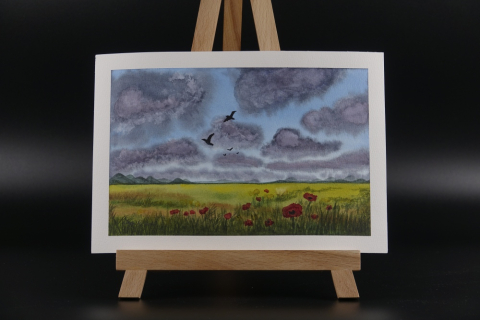 [waterworks] - pictura-acuarela-originala-heavy-clouds-26x18