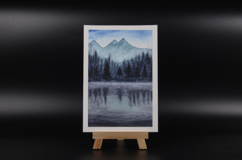 [waterworks] - pictura-acuarela-originala-mirrored-silence-18x26