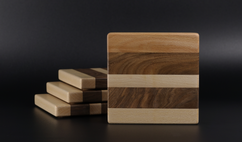 Suporturi pentru pahare - suport-pahare-nuc-fag-five-slice-lemn-masiv-handmade