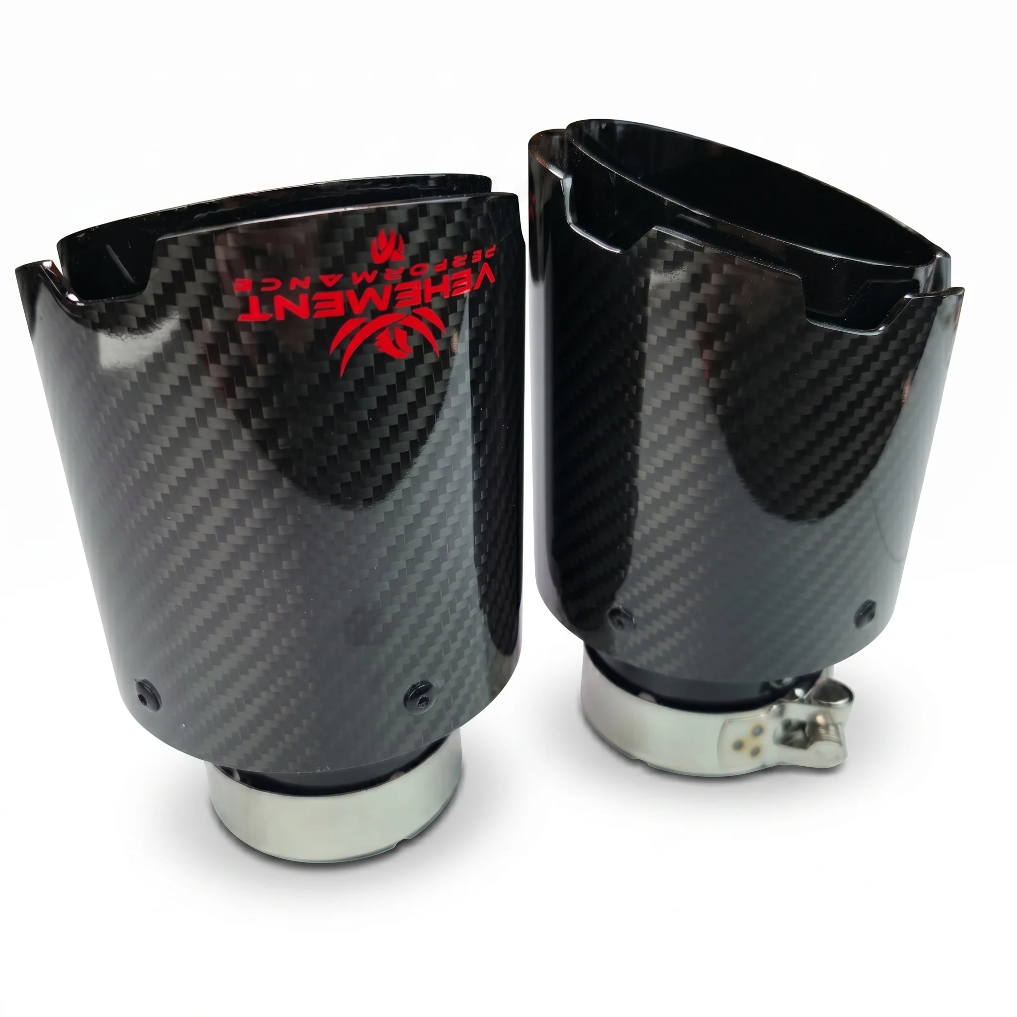 Tips ornament editie limitata evacuare carbon si inox negru Logo Rosu 76mm intrare 63mm VEHEMENT Performance [2]