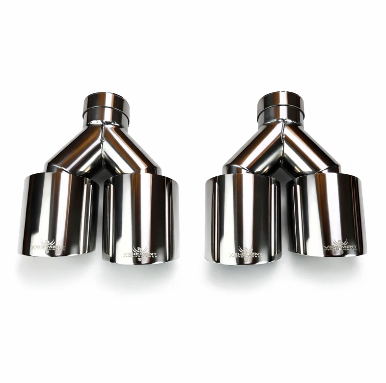 VEHEMENT - Tips dublu ornament evacuare inox Chrome 2x76mm intrare 63mm VEHEMENT Performance