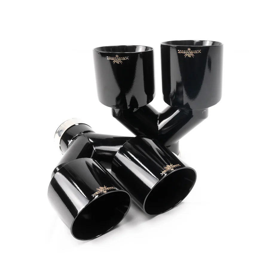 VEHEMENT - Tips dublu ornament evacuare inox negru 2x101mm intrare 63mm VEHEMENT Performance