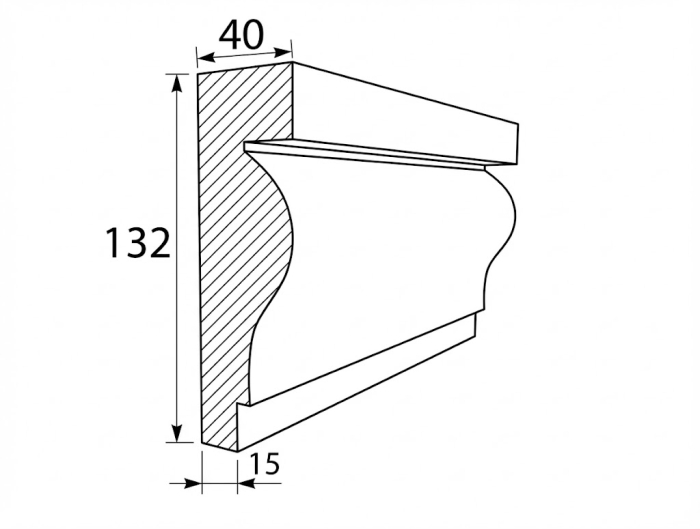 Profil decorativ exterior BD-PD-01 – ancadrament ferestre și brâu fațadă – 132 × 40 mm [3]