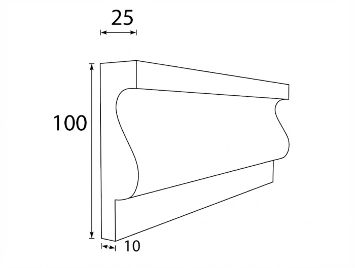 Profil decorativ exterior BD-PD-04 – ancadrament ferestre și brâu fațadă – 100 × 25 mm [3]