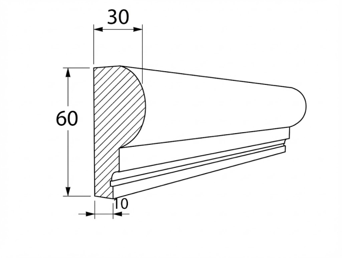 Brâu soclu exterior pentru delimitare etaje din polistiren EPS BD-PD-03 – 60 × 30 mm [3]
