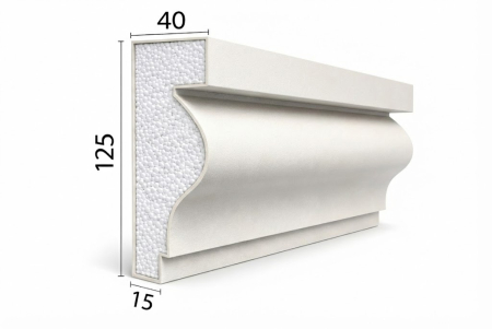 Ancadramente Ferestre - Profil decorativ exterior BD-PD-01 – ancadrament ferestre și brâu fațadă – 132 × 40 mm