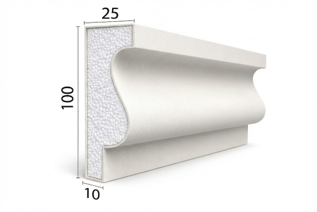 Ancadramente Ferestre - Profil decorativ exterior BD-PD-04 – ancadrament ferestre și brâu fațadă – 100 × 25 mm