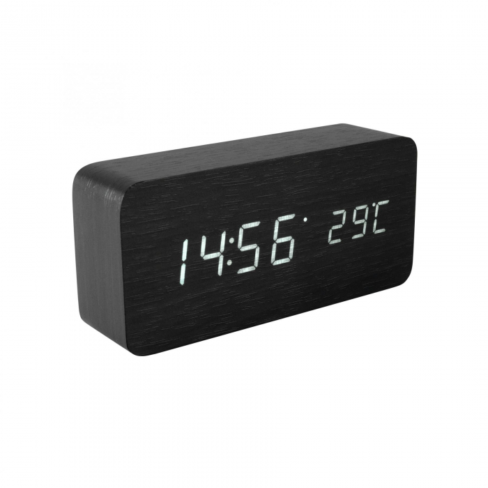 Ceas Deșteptător Digital cu LED și Carcasă din Lemn Negru - OC 04 [1]