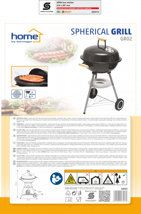 Grill Sferic cu Capac Emailat, Ideal pentru Camping și Picnic - GR02 [5]