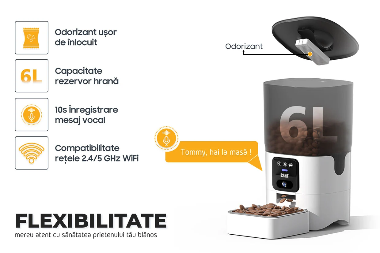 Hrănitor automat inteligent pentru câini și pisici 6L cu cameră Full HD și Wi-Fi [3]