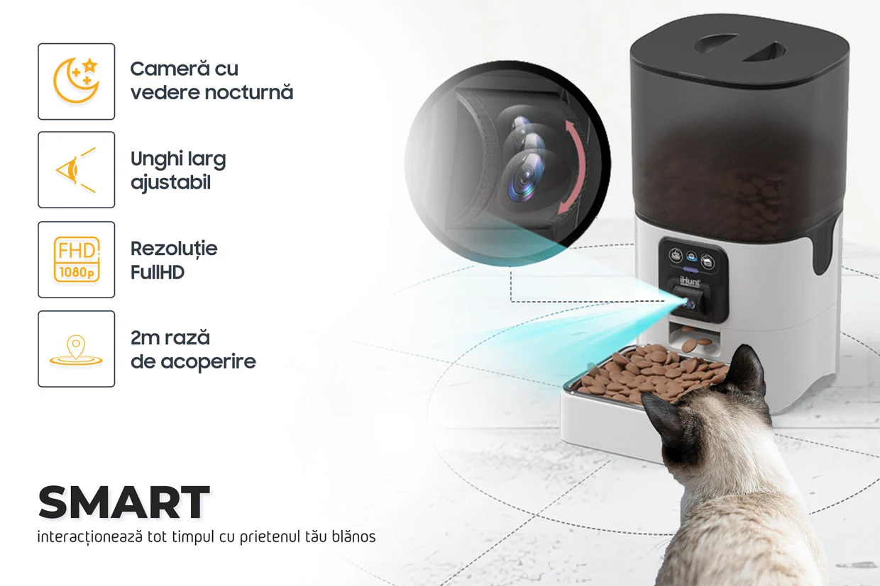 Hrănitor automat inteligent pentru câini și pisici 6L cu cameră Full HD și Wi-Fi [5]