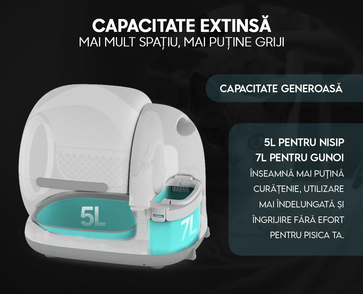 Litieră automată pentru pisici V7 Camera Wi-Fi cu cameră vide [4]