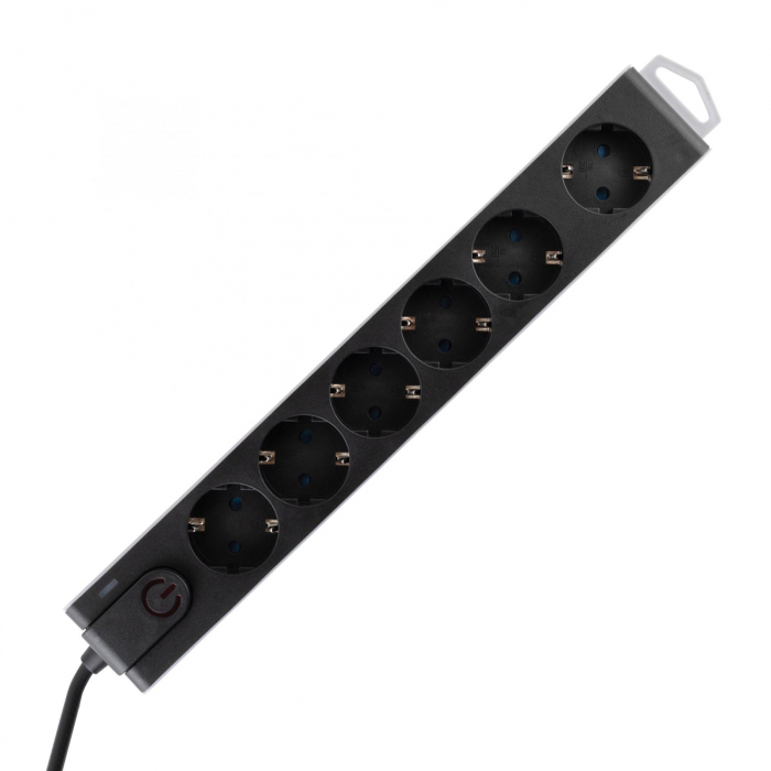 Prelungitor cu Protecție la Supratensiune, 6 Prize - NVT 6K-3/BK [1]