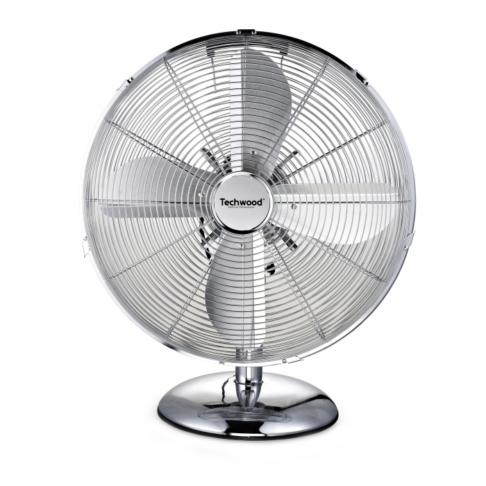 Ventilator de Masă Metalic 30 cm, 45W, Oscilant – TVI-335 | Răcorire Eficientă cu Design Elegant Cromat [1]