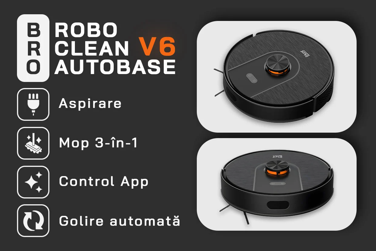 Aspirator Robot BRO Robo Clean V6 AutoBase cu Mop și Navigație LiDAR [3]