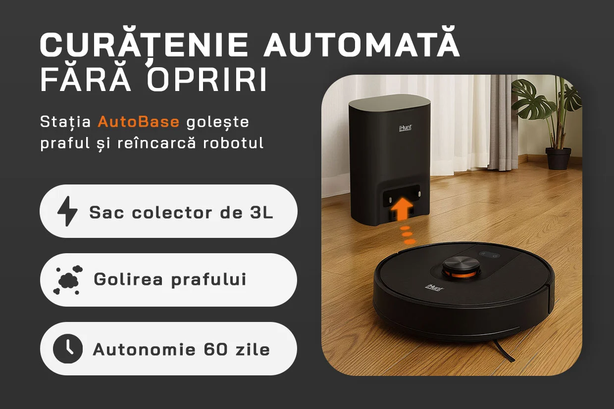 Aspirator Robot BRO Robo Clean V6 AutoBase cu Mop și Navigație LiDAR [1]
