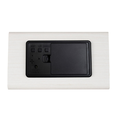Ceas deșteptător digital LED OC07 – lemn alb, 3 alarme, temperatură [1]