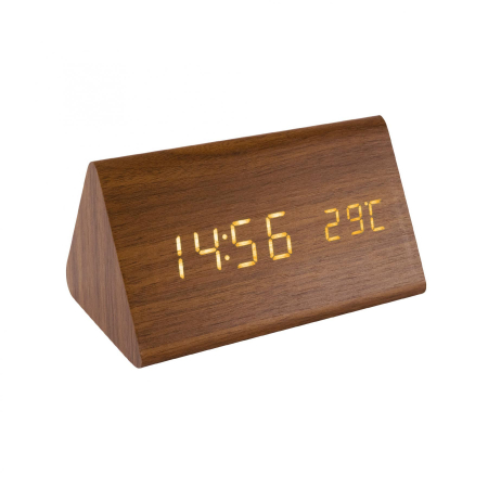 Ceasuri Digitale - Ceas digital LED OC05 – lemn maro, 3 alarme, temperatură