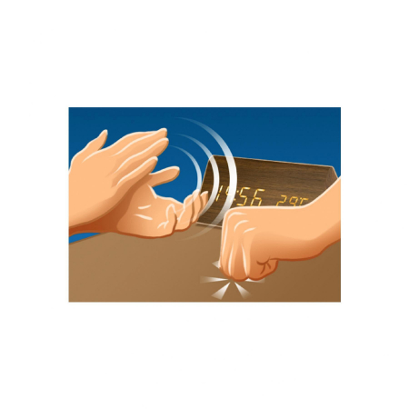 Ceas digital LED OC05 – lemn maro, 3 alarme, temperatură [1]