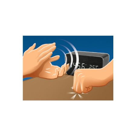 Ceas digital LED OC04 – lemn negru, 3 alarme, temperatură [1]