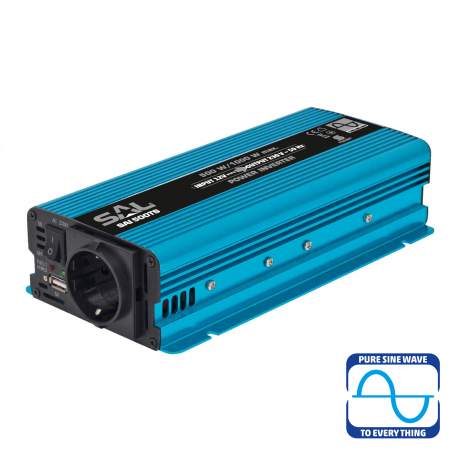 Accesorii Auto - Convertor tensiune SAI 500TS – 12V → 230V AC sinus pur, 500W/1000W, USB 2,1A, protecții multiple